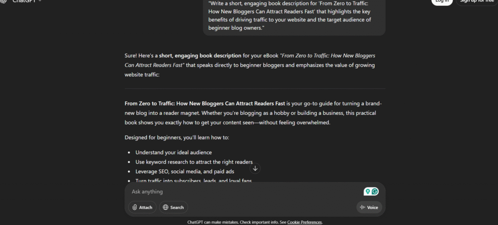 Prompt for creating an ebook description. Prompt for creating an ebook description.