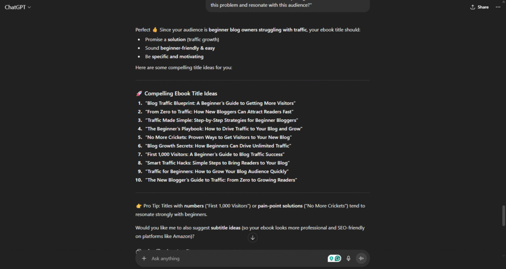 Prompt for creating a title for an ebook. Prompt for creating a title for an ebook.