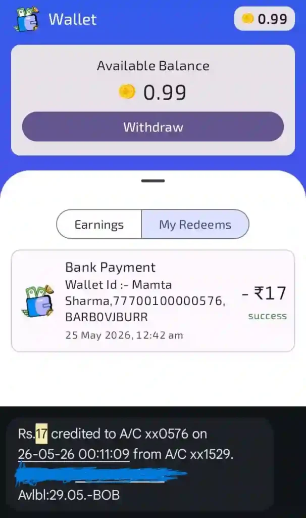 naya rupee withdrawal proof payment screenshot